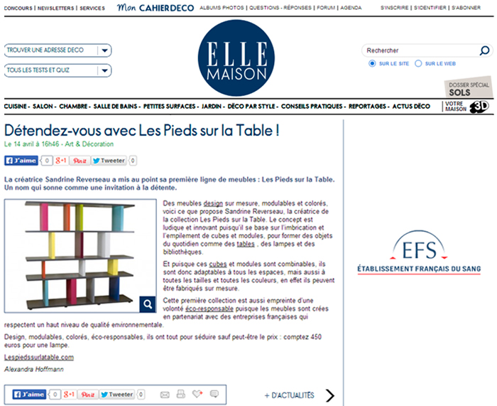 bibliothèque modulable multicolore Tu-Lis-Pied Mobilier Les Pieds Sur La Table dans le blog ELLE Maison