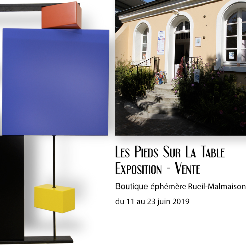 Boutique éphémère Rueil-Malmaison : Exposition vente Mobilier contemporain design Les PIeds Sur La Table créateur et fabricant