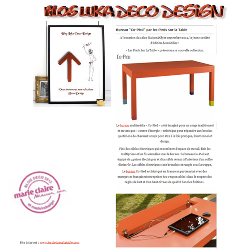 Bureau design multimédia blog design Luka mai 2012. Modèle Co-Pied sur mesure, mobilier design modulable sur mesure et coloré Les Pieds Sur La Table