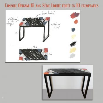 Console Origami 10 ans Série Limitée éditée en 10 exemplaires numérotés Design mobilier contemporain Les Pieds Sur la Table croquis