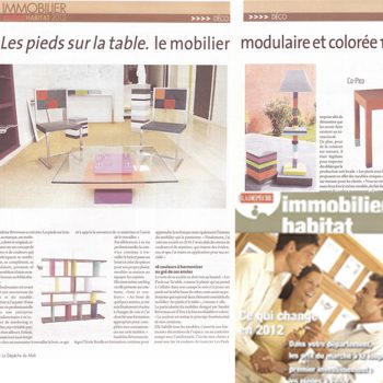 Mobilier modulaire design et coloré dans La Dépêche du Midi Toulouse mars 2012. Meubles design sur mesure et en couleurs Les Pieds Sur La Table
