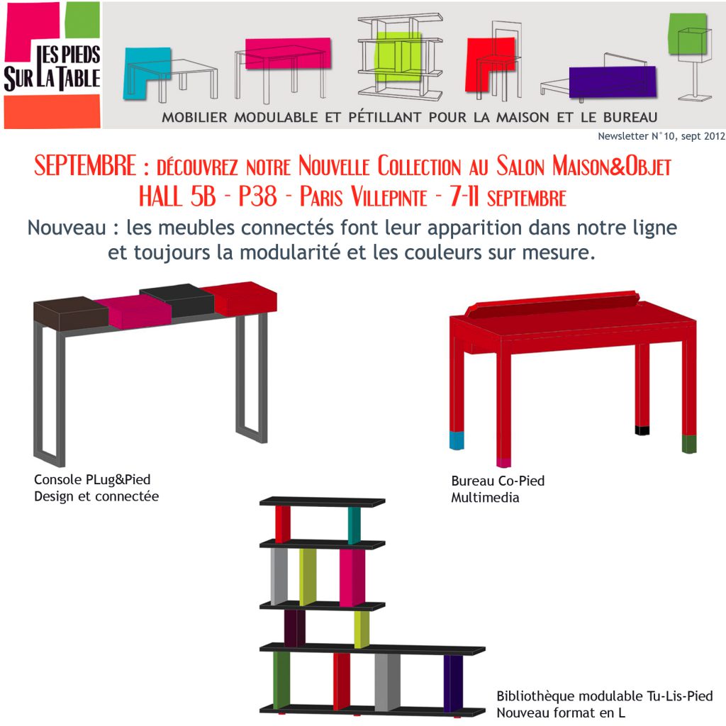 Première console design connectée Plug&Pied présentée au salon Maison&Objet septembre 2012, Design mobilier Les Pieds Sur La Table