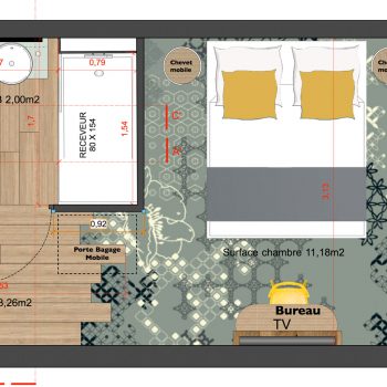 Mobilier sur mesure chambre temoin Hôtel Mercure-mobilier-Les-Pieds-Sur-la-Table-plan agence