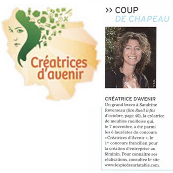 Sandrine Reverseau finaliste prix Coup de Coeur Créatrices d'avenir 2011. Meubles design sur mesure et en couleurs Les Pieds Sur La Table
