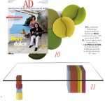 table basse laquée design en couleurs Pied-G Original dans AD Italia en 2012