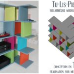 bibliothèque étagère modulable sur mesure multicolore Tu Lis Pied mobilier Les Pieds Sur La Table réalisation client maison