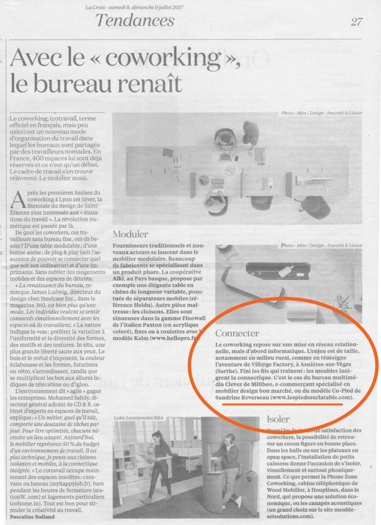 bureau connecté Pas-Pied dans le quotidien La Croix