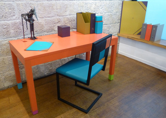 chaise de bureau acier tapissée Pied-tine couleur sur mesure mobilier Les Pieds Sur La Table