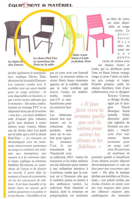 chaise de terrasse restaurant Pied-Tine caoutchouc dans le Revue des comptoirs