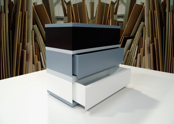 commode 3 tiroirs laquée gris blanc 360 de Pied mobilier Les Pieds Sur La Table modèle original