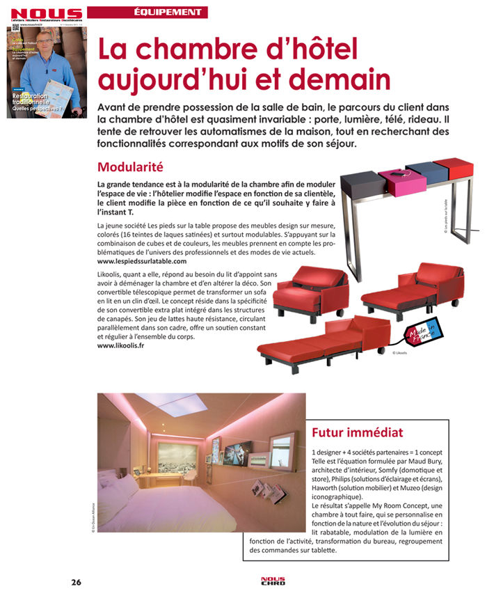 Console design connectée chambre Hôtel dans Nous CHRD 2012. Console Plug&Pied recharge les mobiles- Mobilier design modulable et coloré Les Pieds Sur La Table