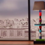 lampadaire graphique cubes en couleurs multicolore Pied-Jeu mobilier Les Pieds Sur La Table