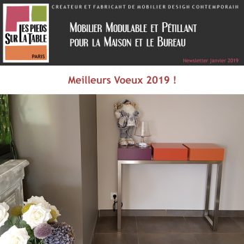 Mobilier design contemporain Les Pieds Sur La Table, créateur et fabricant, Voeux 2019