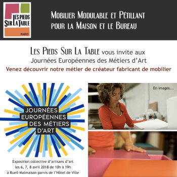 Métiers d'art, Exposition mobilier design Les Pieds Sur La Table aux Journées européennes des Métiers d'Art 2018 Rueil-Malmaison