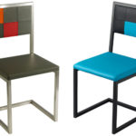 chaise de bureau Pied-Tine structure cantilever et dossier damier par Les Pieds Sur la Table