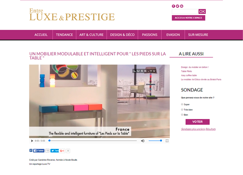 mobilier modulable et pétillant de couleurs dans le site Entre Luxe et Prestige