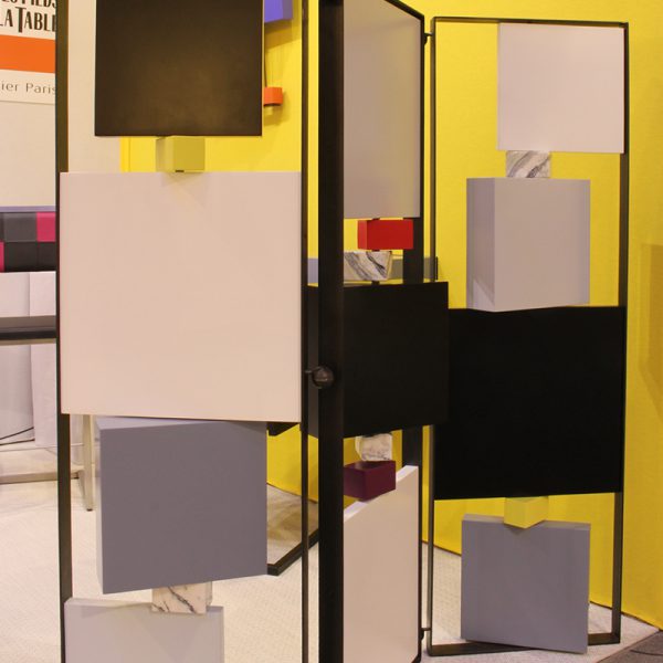 Paravent cubique animé Tournis-Pied, meubles modulables et colorés Les Pieds Sur La Table au salon Maison&Objet septembre 2016, détail