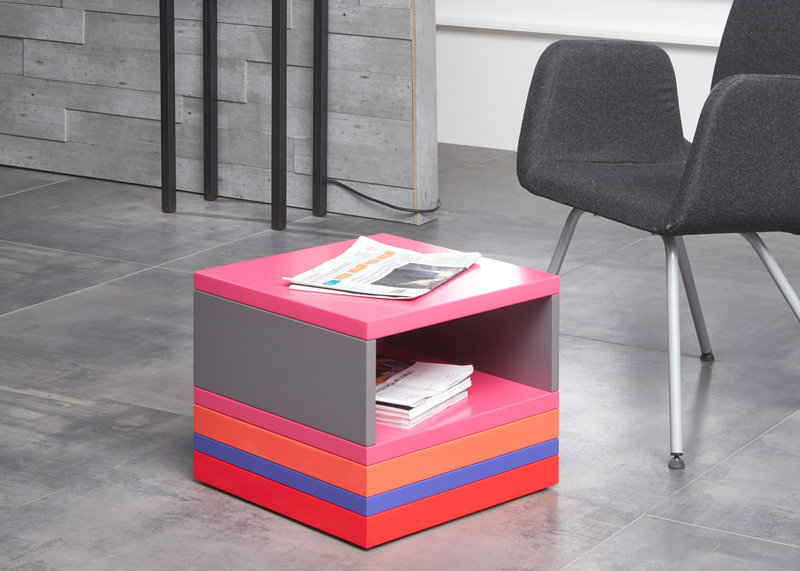 table basse accueil bureaux en couleurs vives Pied Monté mobilier modulable Les Pieds Sur La Table