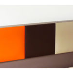 tête de lit murale sur mesure orange beige Drap-Pied mobilier Les Pieds Sur La Table réalisation maison